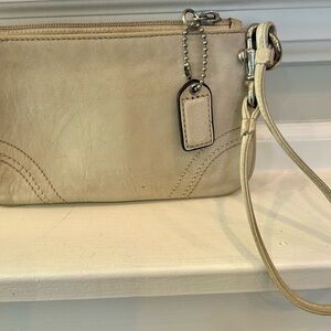 Coach Ivory Leather Wristlet